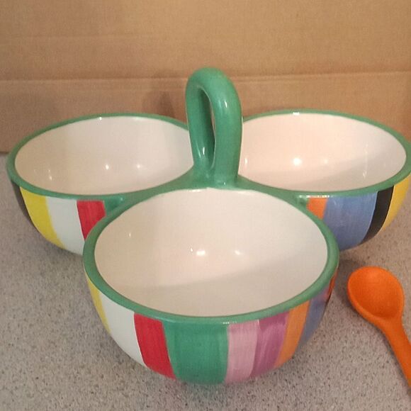 Retro Avon 3 compartment glass serving dish - Picture 1 of 4